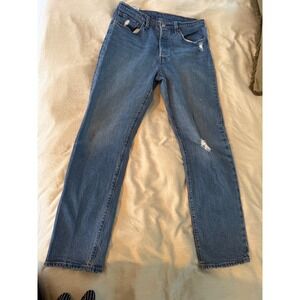 Levis 501 Jeans Womens Size 31x30 Distressed Light‎ Wash Denim Cotton Casual